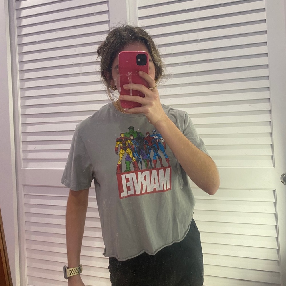 cropped boxy marvel graphic tee
